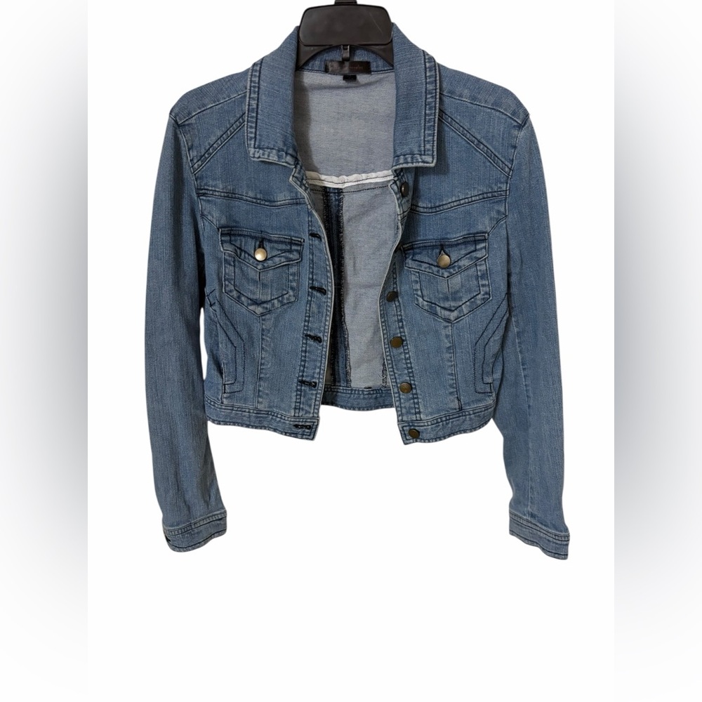 Fire Los Angeles Cropped Denim Jacket Blue Stretch Jean Jacket Size M